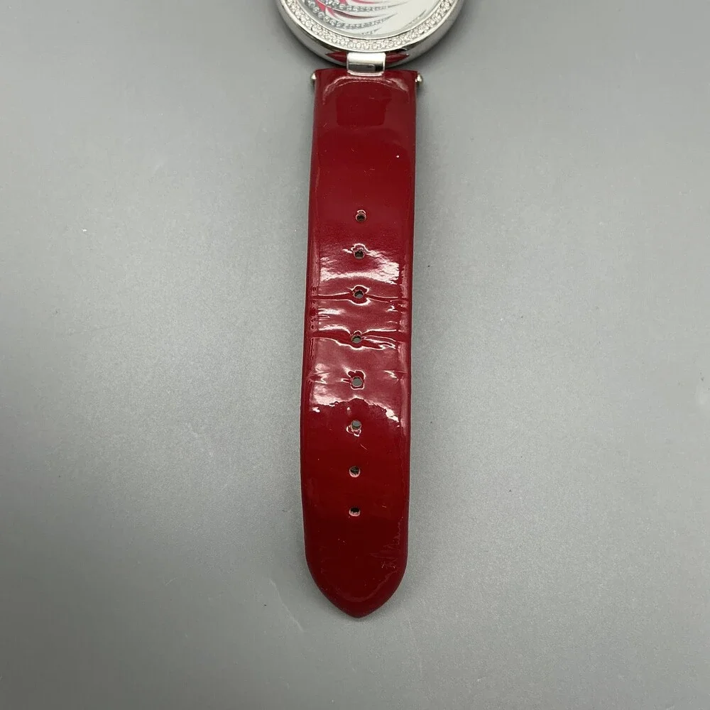Akribos XXIV Womens Watch 40mm MOP Dial Red Leather Diamond New Battery